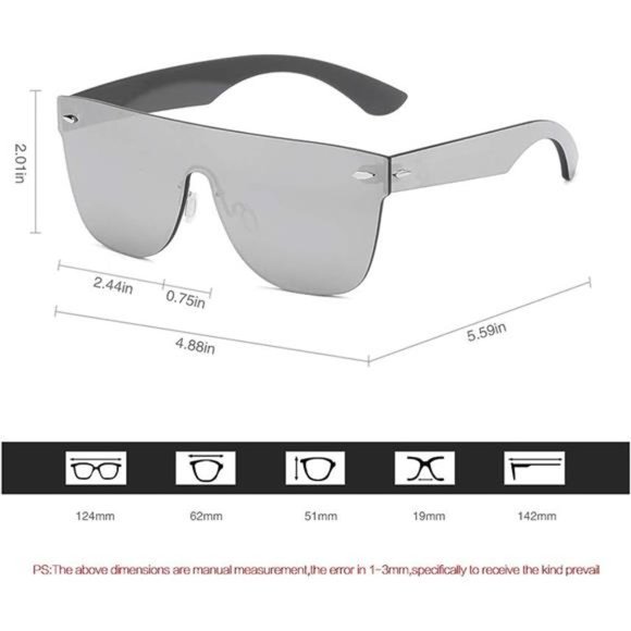 Square Rimless Sunglasses For Women Men Stylish Mirror Lens Eyewear - Picture 4 of 6